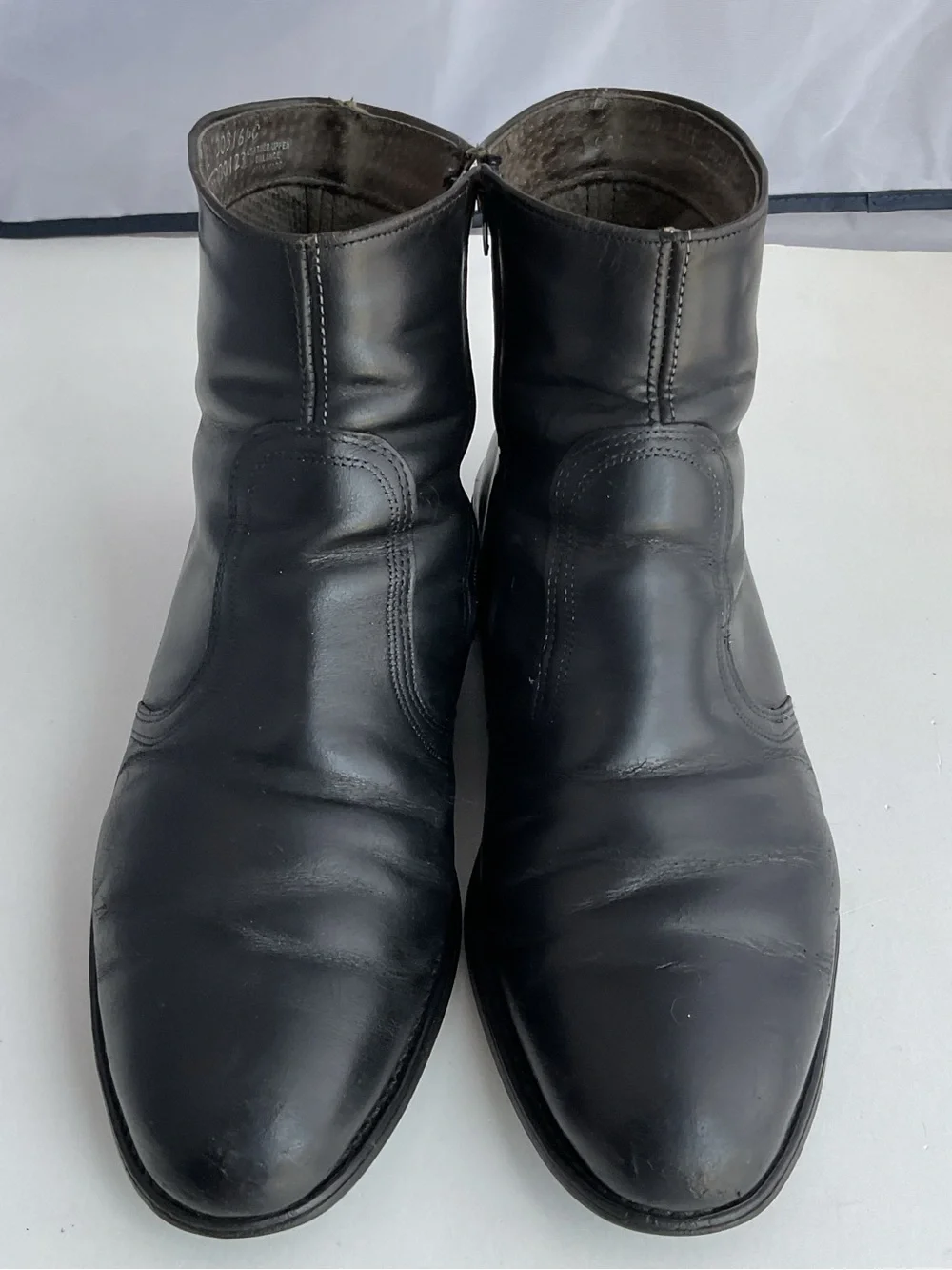 intage Black Leather Side Zip Man Made Boots Men’s Size 10 EEE